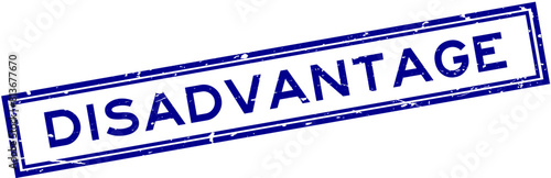 Grunge blue disadvantage word square rubber stamp in white background