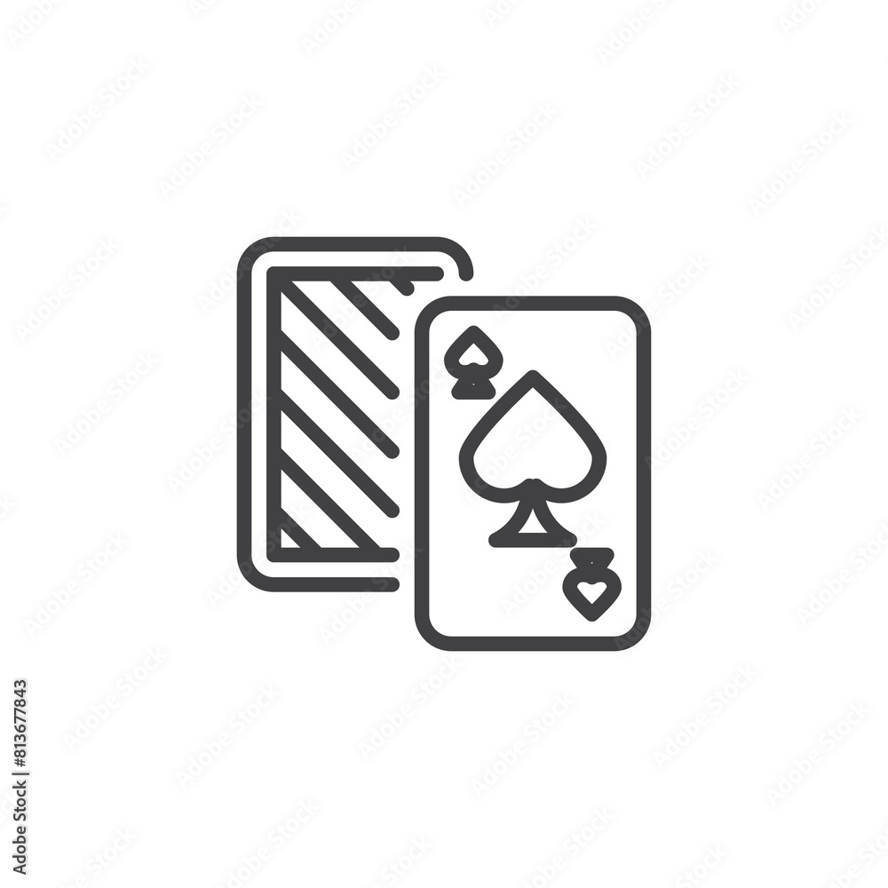 Playing card with the ace of spades line icon Playing card with the ace of spades line icon