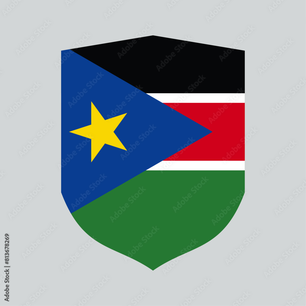 South Sudan Flag in Shield Shape South Sudan Flag in Shield Shape