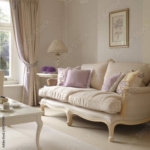 Classic Living Room with Luxurious White Furnishings, Perfect for Elegant, High-End Interiors