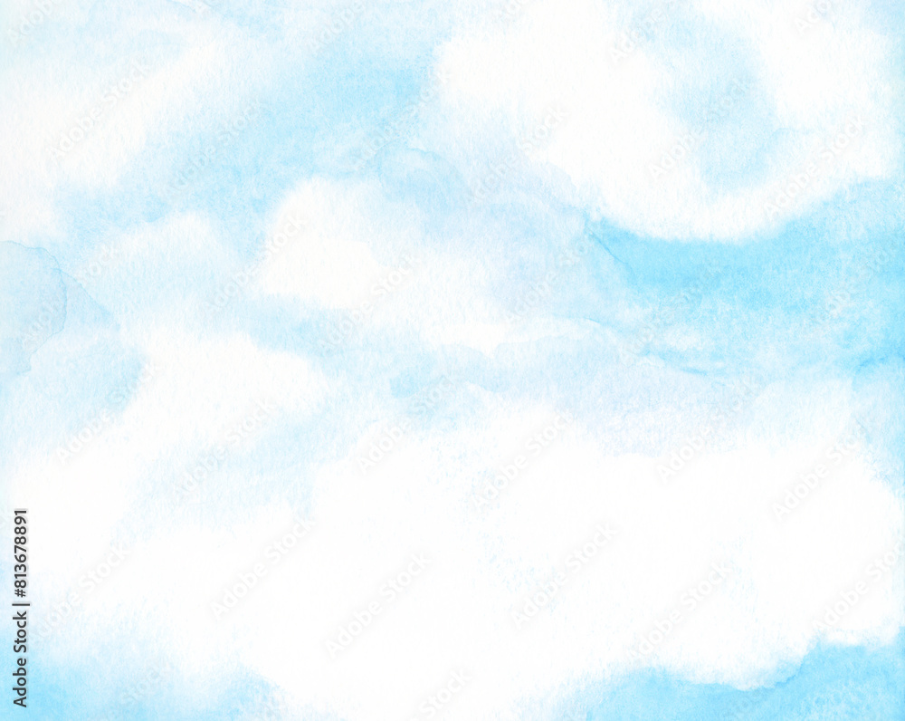 Watercolor Painting. Clouds in the blue sky Watercolor Painting. Clouds in the blue sky
