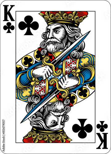 King of Clubs design from a new original deck of playing cards.