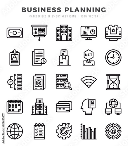 Simple Set of Business Planning Related Vector Lineal Icons.