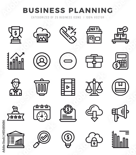 Business Planning icons set. Collection of simple Lineal web icons.