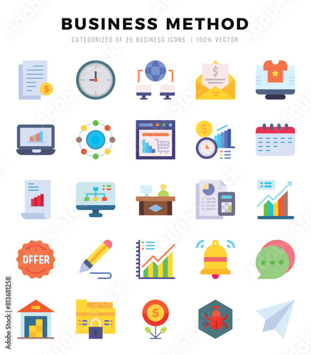 Business Method icons set for website and mobile site and apps.