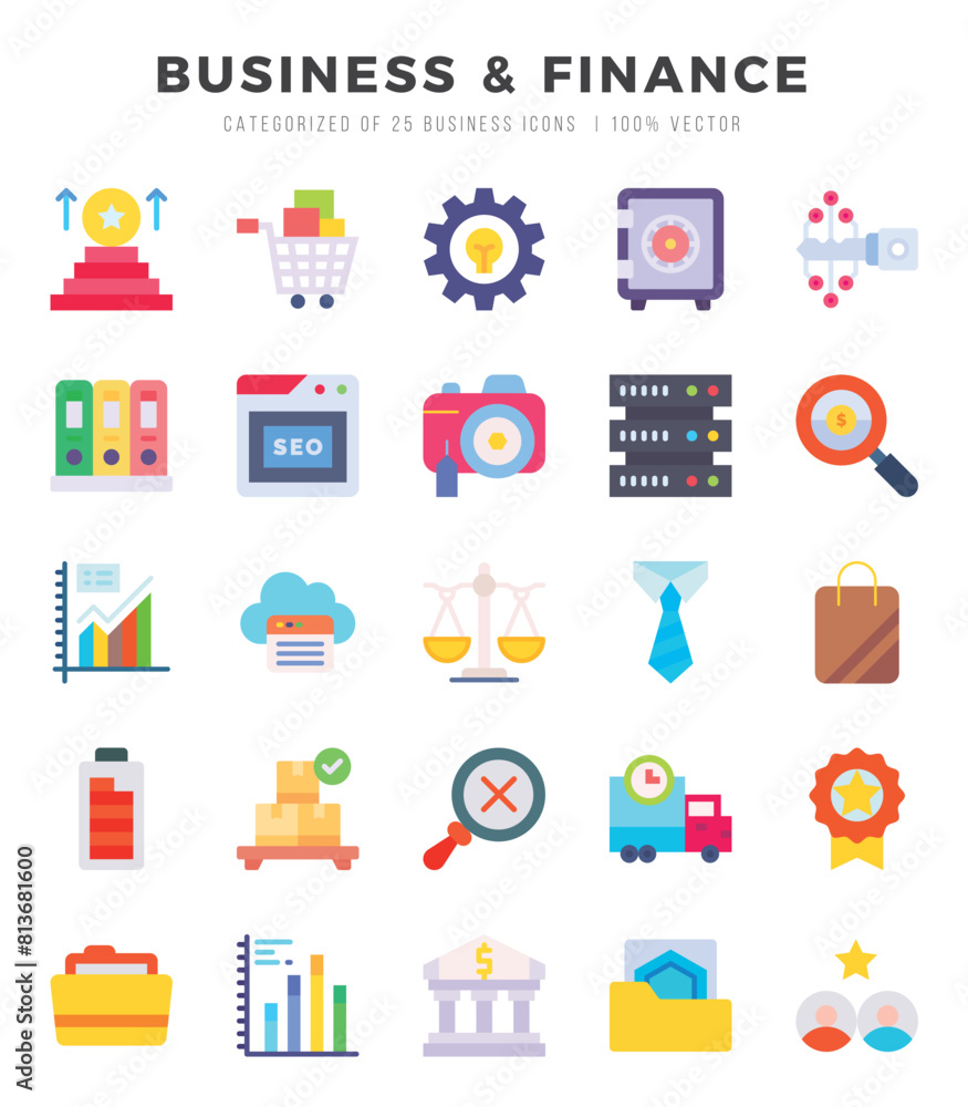 Business & Finance icons set. Collection of simple Flat web icons. Business & Finance icons set. Collection of simple Flat web icons.