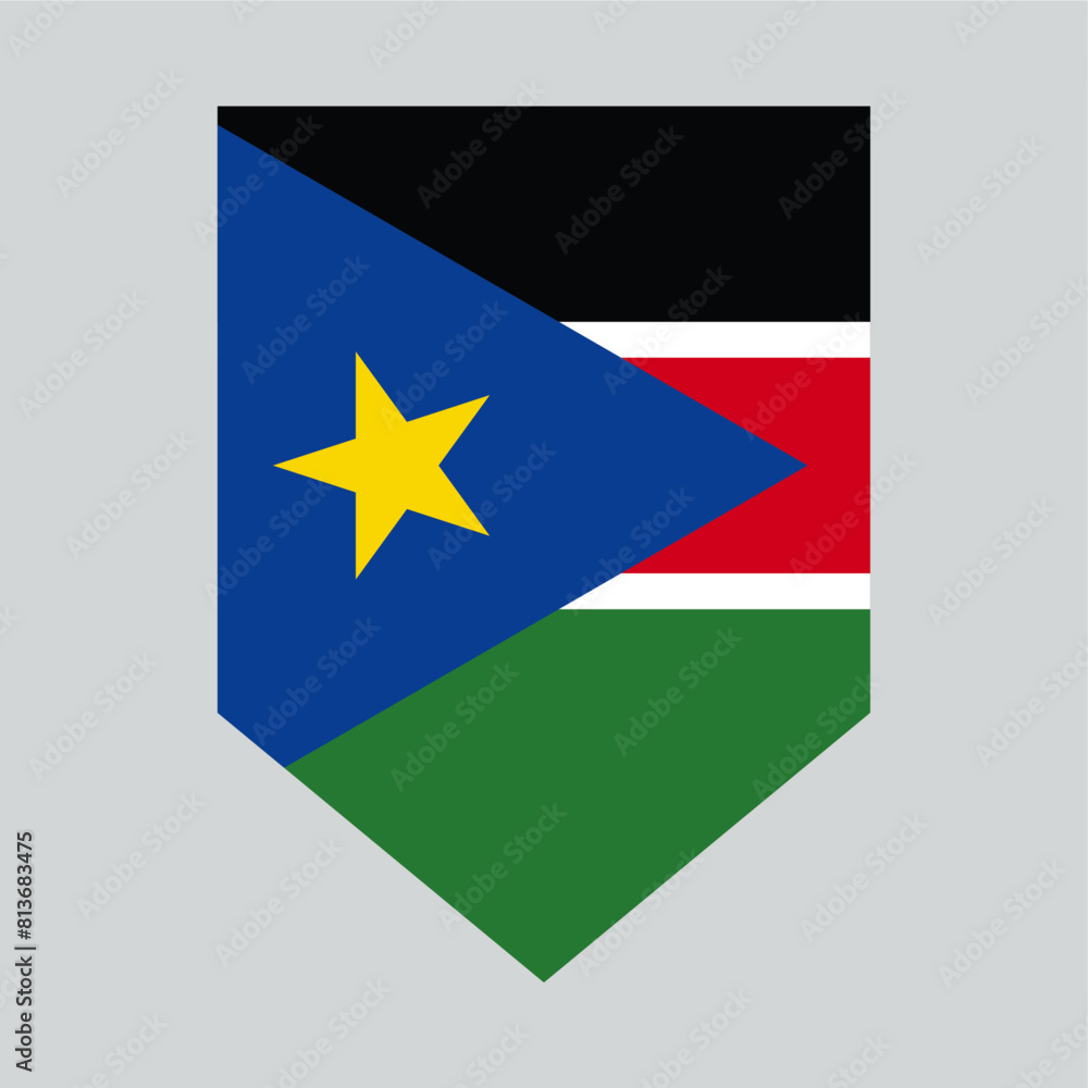 South Sudan Flag in Shield Shape South Sudan Flag in Shield Shape