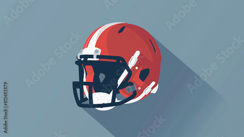 a red and orange football helmet in a flat design style. photo