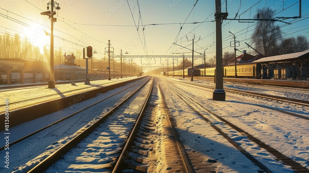 Fototapeta premium train terminal in winter