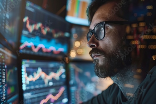 Finance Trade Manager Analyzing Trade market, Trading Concept, Men Watching Trading Chart, Crypto Trading