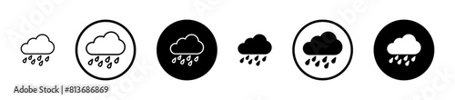 Rain vector icon set. Rainy cloud weather forecast vector symbol suitable for apps and websites UI designs.