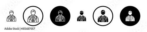 Doctor line icon set. hospital professional male surgeon with stethoscope symbol. diagnosis consultant icon suitable for apps and websites UI designs.
