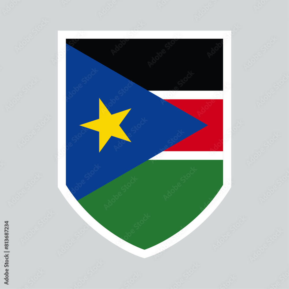 South Sudan Flag in Shield Shape South Sudan Flag in Shield Shape