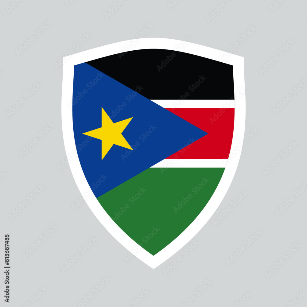 South Sudan Flag in Shield Shape South Sudan Flag in Shield Shape