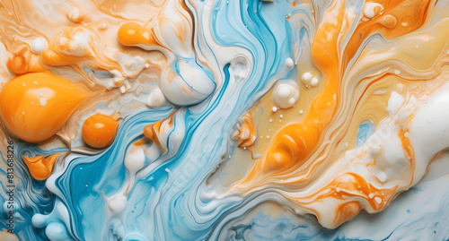 Dynamic Swirls of Vivid Acrylic Liquid Paint Textures: Bold Hues and Emotional Abstract an artwork created with generative AI tools