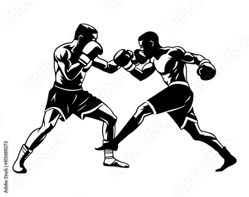 A Boxing Silhouette Featuring Two Men Fighting