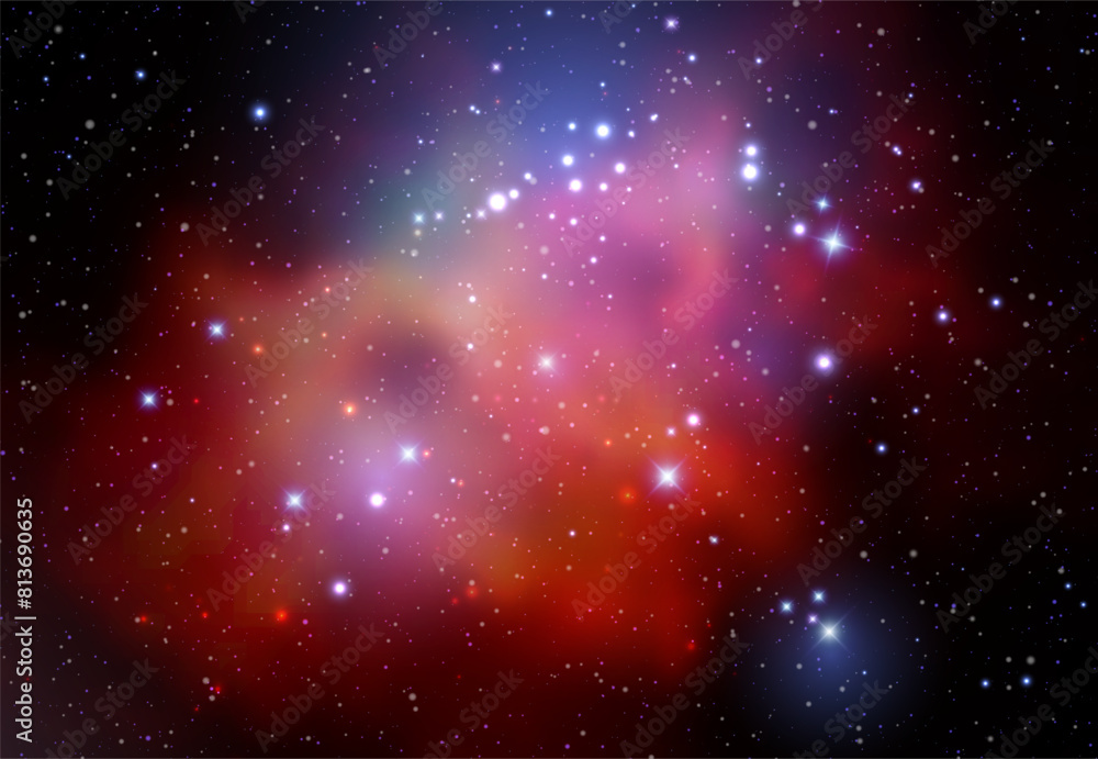 Naklejka premium Space vector background with realistic nebula and shining stars