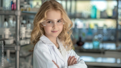 Young Scientist with Protective Glasses