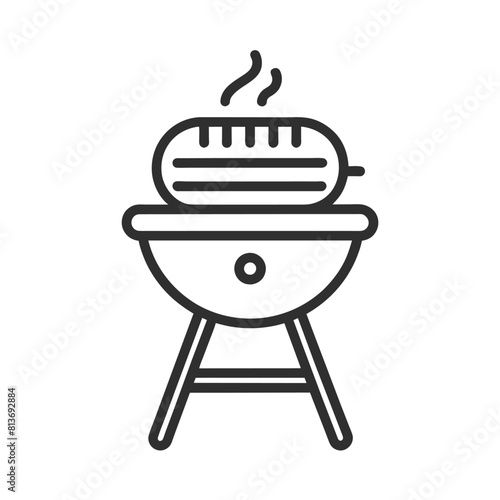 Grill line icon, outline vector sign, linear style pictogram isolated on white. Bbq symbol, logo illustration. Editable stroke. Pixel