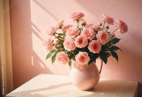 Wallpaper Mural a vase of pink flowers with the word quot flowers quot on the bottom Torontodigital.ca