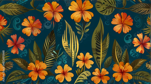 Hawaii Pattern With Retro Style Background