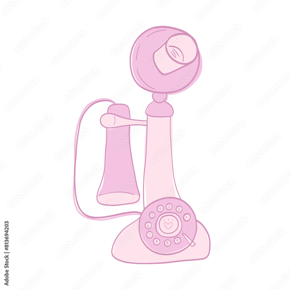 pink cute telephone line drawing pink cute telephone line drawing