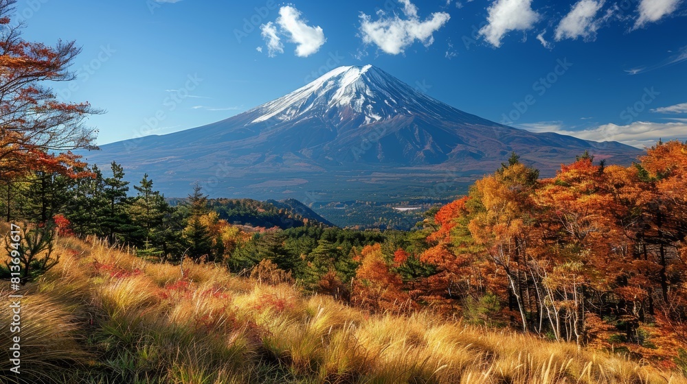 Stunning Autumn Colors in Front of Majestic Mount Fuji, Japan