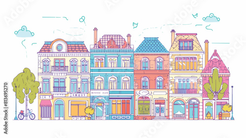 Cityscape with facades of elegant buildings of Europe