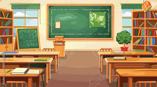 classroom school with chalkboard scene Vector style 