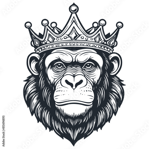 Emblem with the king of monkey, vector illustration photo