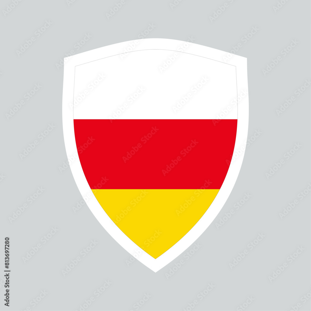 South Ossetia Flag in Shield Shape Frame South Ossetia Flag in Shield Shape Frame