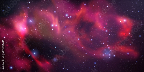 Space vector background with realistic nebula and shining stars. Magic colorful galaxy with stardust