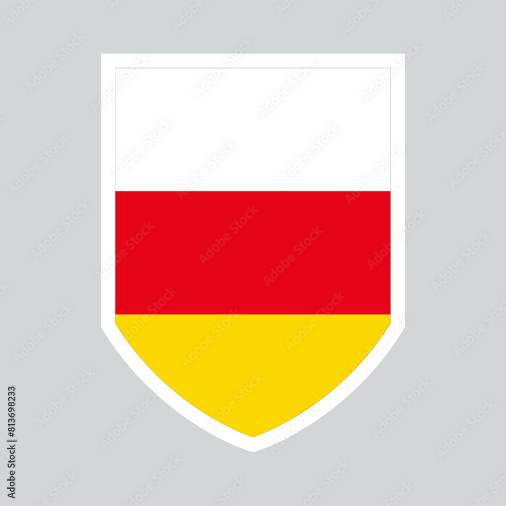 South Ossetia Flag in Shield Shape Frame South Ossetia Flag in Shield Shape Frame