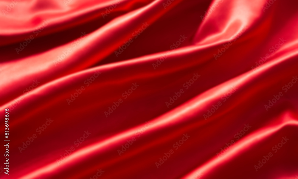 Obraz premium The bright red silk satin surface is beautiful and luxurious, wavy. For background and graphic work Blurry or blurry