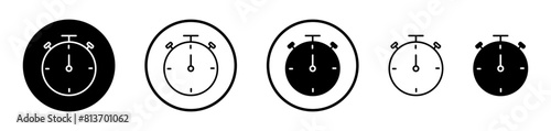 Stopwatch icon set. Chronometer symbols for quick starts, countdowns, and express deliveries.