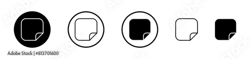 Sticker icon set. Paper sticker peel off vector symbol. Strong sticky glue label sign. Round sticker icon. photo