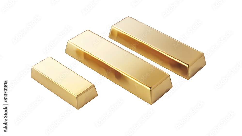 gold bars isolated on white background, with touches of silver, png. gold bars isolated on white background, with touches of silver, png.