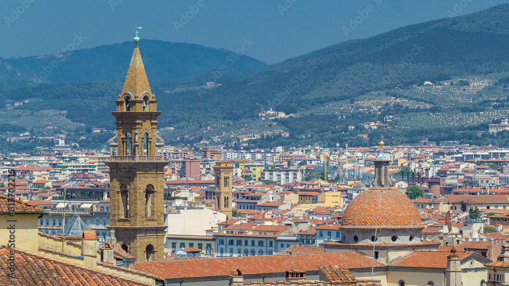 Florence landscape from above timelapse, panorama on historical view from Boboli Gardens Giardino di Boboli point. Italy. Florence landscape from above timelapse, panorama on historical view from Boboli Gardens Giardino di Boboli point. Italy.