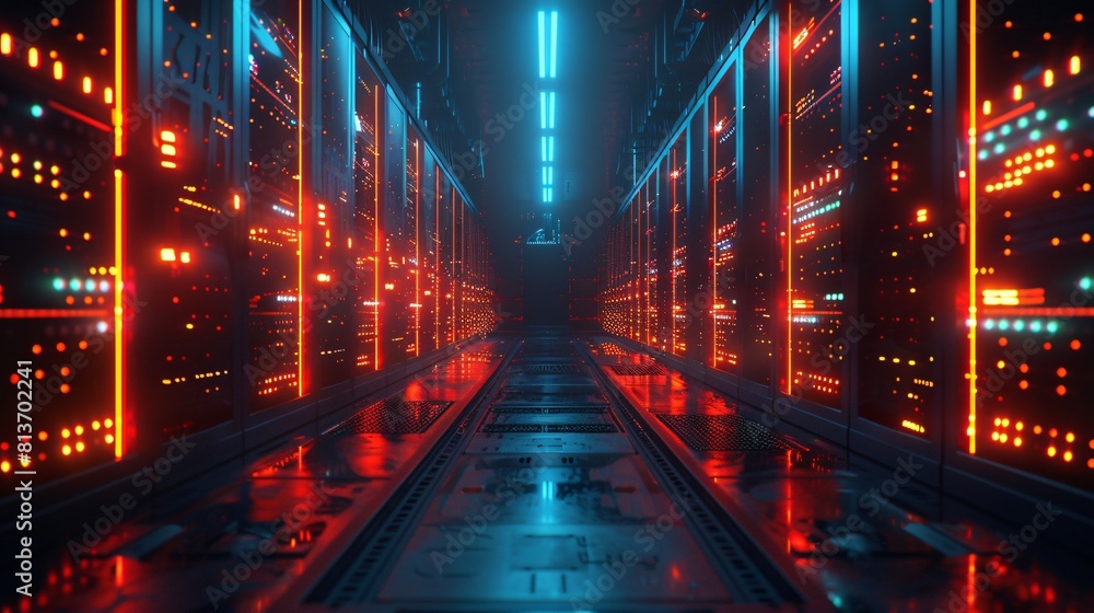 A high-tech data center, with rows of glowing servers that Revolutionize Data Accessibility. A high-tech data center, with rows of glowing servers that Revolutionize Data Accessibility.
