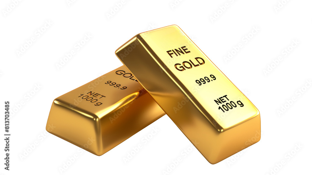 gold bars isolated on white background, with touches of silver, png. gold bars isolated on white background, with touches of silver, png.