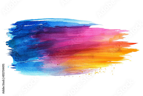 A colorful brush stroke with a rainbow of colors. The brush stroke is very thick and has a lot of texture. The colors are bright and vibrant  creating a sense of energy and excitement