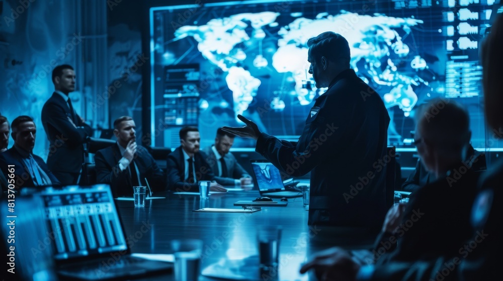 Among a team of government agents and politicians, a high-ranking military man reveals satellite surveillance footage. Among a team of government agents and politicians, a high-ranking military man reveals satellite surveillance footage.
