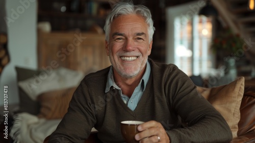 Smiling Senior Man with Coffee