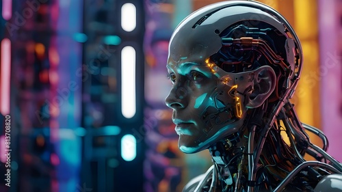  Dark Future of 3D Cyborg Art with Terrifying Robot Heads and Skull Sculptures, Blending Technology and Horror, Depicting Scary Futuristic Women and Human Faces in Black Android Statues.