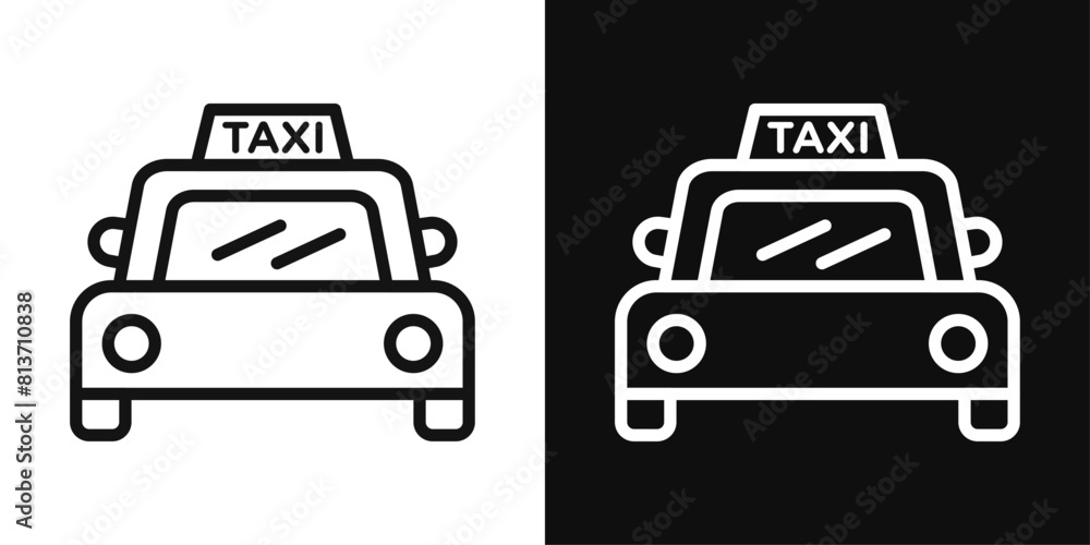 Taxi icon set. Cab car service and auto taxi vehicle symbols.