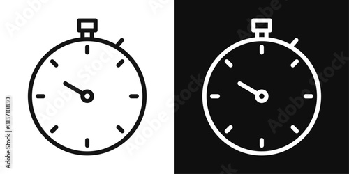 Stopwatch icon set. Quick start chronometer symbols, countdown and express delivery icons.