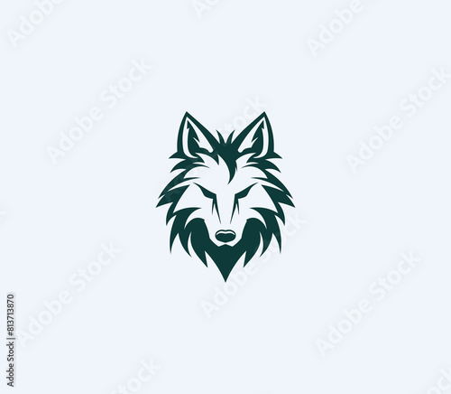 Beautiful Wolf logo template in simple style.