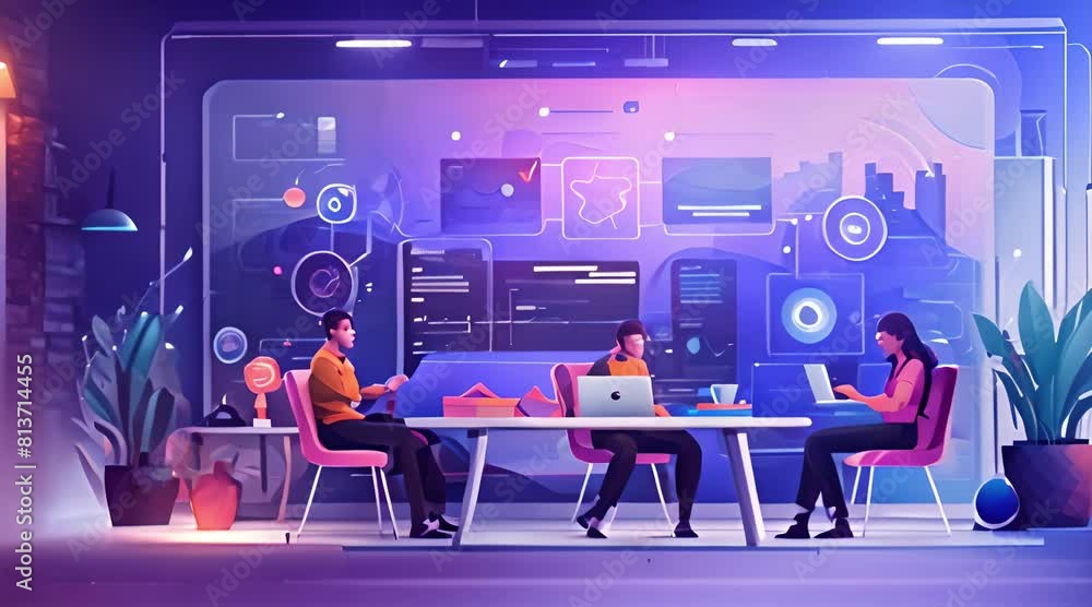 Several people are discussing at the meeting table Several people are discussing at the meeting table