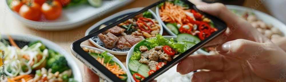 close - up of hands holding smartphone with online food delivery app on the screen close - up of hands holding smartphone with online food delivery app on the screen
