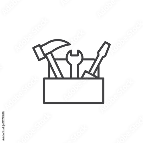 Toolbox Icon Set. Vector Symbols for Carpenter Toolkit and Hardware Tool Box.